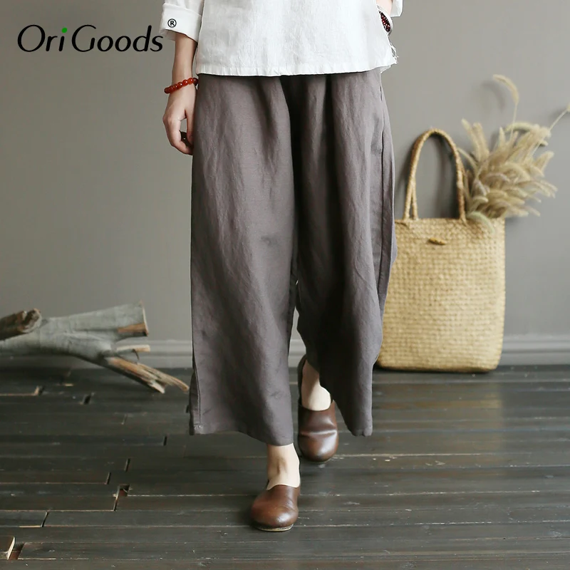 OriGoods 2019 Summer New Wide leg Pants Women Solid Black Elastic waist Wide leg Trousers Cotton Linen Plus size Pants A359
OriGoods 2019 Summer New Wide leg Pants Women Solid Black Elastic waist Wide leg Trousers Cotton Linen Plus size Pants A359
