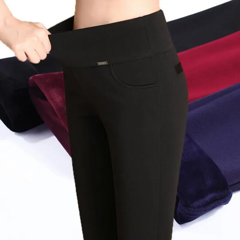 Женские брюки-карандаш Ynncnik модные однотонные флисовые брюки облегающие теплые