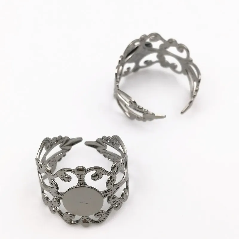 DIY Jewelry Settings 100pcs Brass Gunblack Flower Pattern Ring Settings 8mm Adjustable Finger Ring Cameo base setting
DIY Jewelry Settings 100pcs Brass Gunblack Flower Pattern Ring Settings 8mm Adjustable Finger Ring Cameo base setting