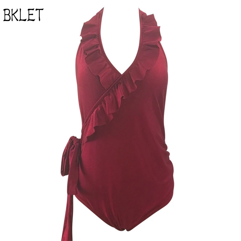 2018 New Women One-Piece Swimsuit Flouncing Lace Burgundy Halter Bnadage Beachwear Swimwear Push-up Monokini Beach Wear
2018 New Women One-Piece Swimsuit Flouncing Lace Burgundy Halter Bnadage Beachwear Swimwear Push-up Monokini Beach Wear
