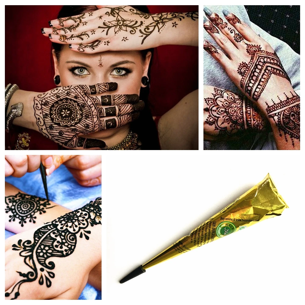 Mehndi чистая индийская черная хна тату паста временная Водонепроницаемая