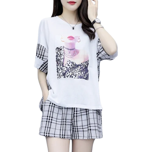 Korean Loose Fashion 2 Pcs Set Print Plus Size Plaid Patchwork Two Piece Set Brief Casual Korean Batwing Sleeve Women's Sets
Korean Loose Fashion 2 Pcs Set Print Plus Size Plaid Patchwork Two Piece Set Brief Casual Korean Batwing Sleeve Women's Sets