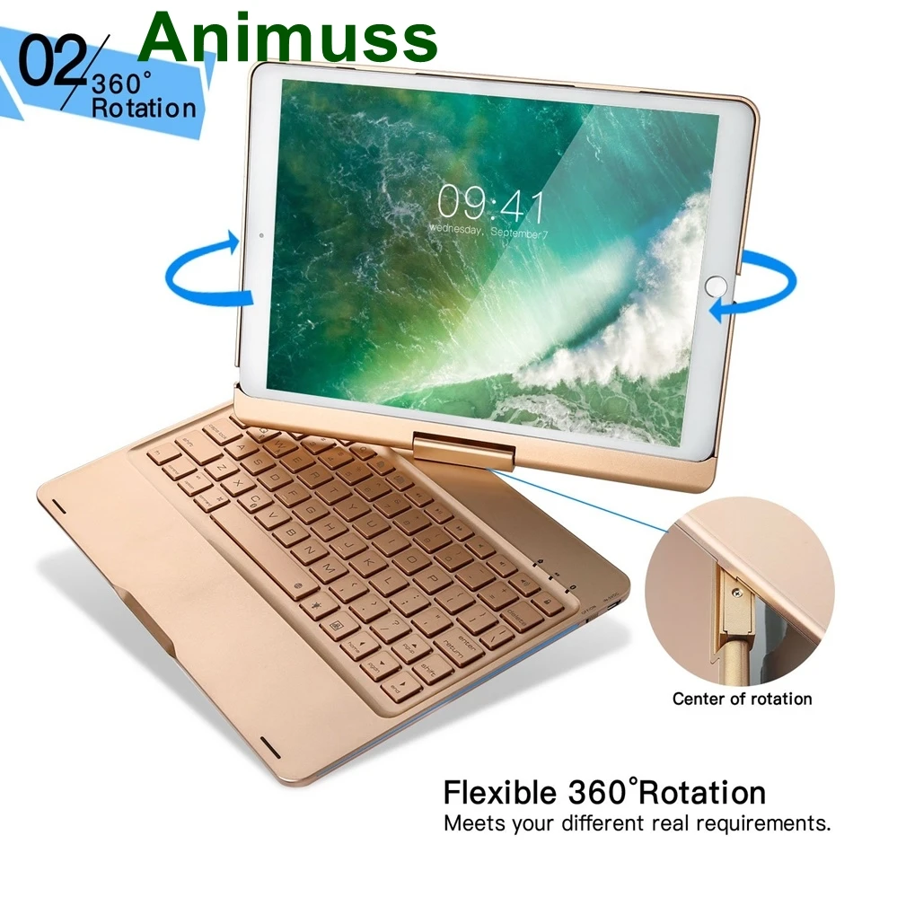 Для iPad Pro 10 5 чехол для клавиатуры ANIMUSS 7 цветов с подсветкой дыхательный свет BT