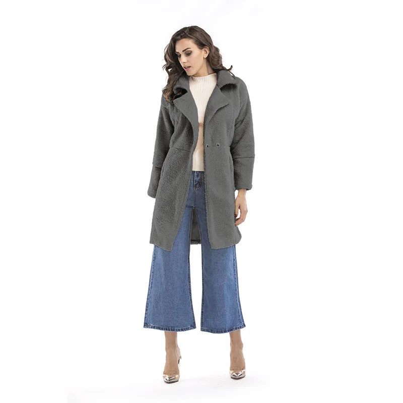 2018 Winter Coat Women Wide Lapel Belt Pocket Wool Blend Oversize Long Trench Outwear Ladies | Женская одежда