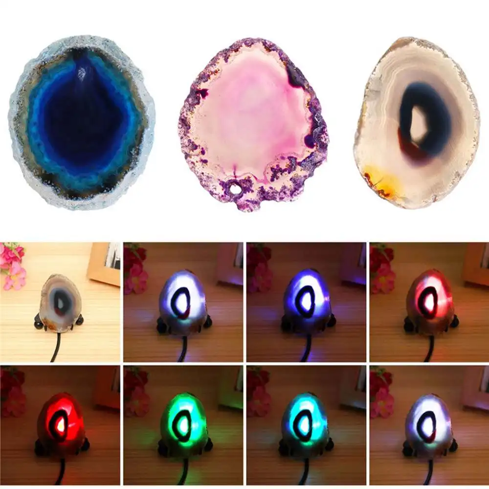 Mini LED Night Light Natural Polished Agate Thin Slice LED Mineral Rock Night Lamp With USB Interface And Iron Stand
Mini LED Night Light Natural Polished Agate Thin Slice LED Mineral Rock Night Lamp With USB Interface And Iron Stand