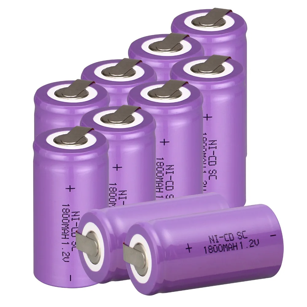 10 PCS Sub C SC battery 1.2V 1800mAh rechargeable battery Ni-Cd battery with tab 4.25*2.2cm--purple color
10 PCS Sub C SC battery 1.2V 1800mAh rechargeable battery Ni-Cd battery with tab 4.25*2.2cm--purple color