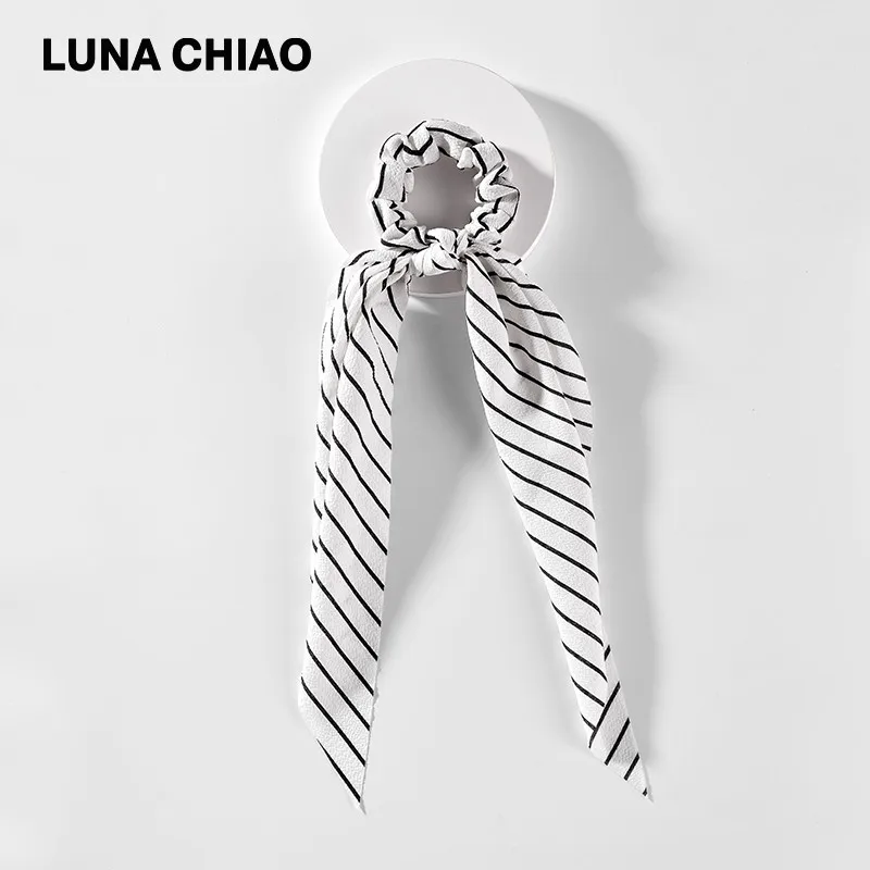 LUNA CHIAO модный акриловый тканевый шарф держатель для хвоста полосатые банданы