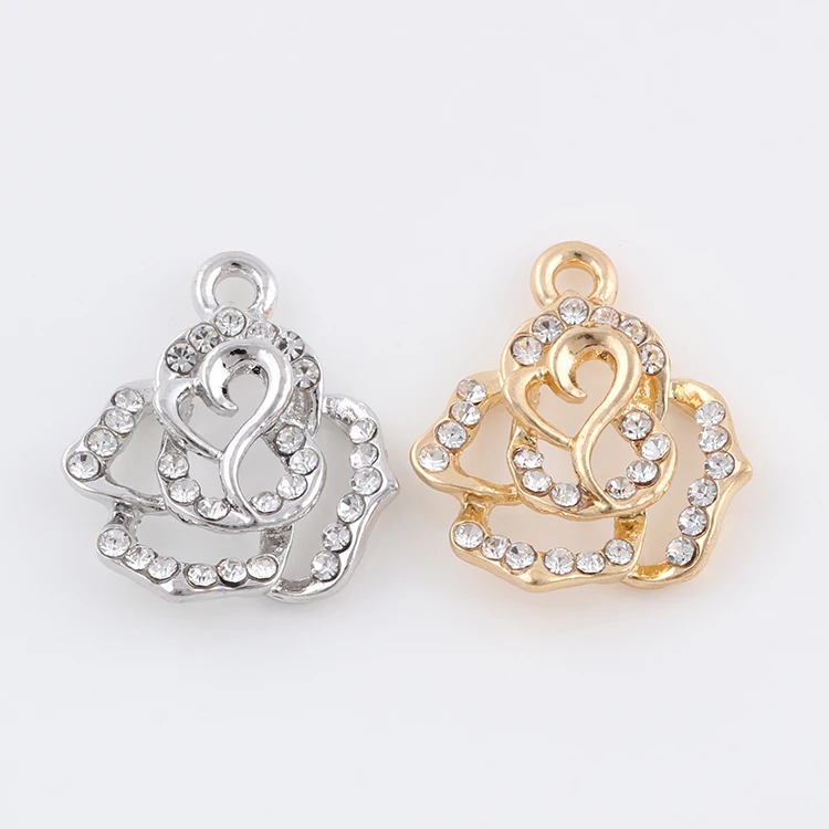21*18mm Metal Alloy Crystal Silver Gold Flower Charms Pendants For DIY Jewelry Accessories
21*18mm Metal Alloy Crystal Silver Gold Flower Charms Pendants For DIY Jewelry Accessories