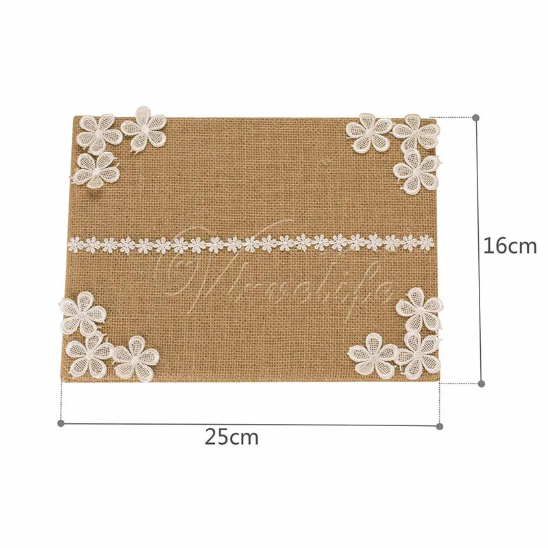 2pcs/set Burlap Wedding Guest Book + Pen Set with Lace Ribbon Bowknot Pen Stand Guest Signature Book for Wedding Event Supplies
2pcs/set Burlap Wedding Guest Book + Pen Set with Lace Ribbon Bowknot Pen Stand Guest Signature Book for Wedding Event Supplies