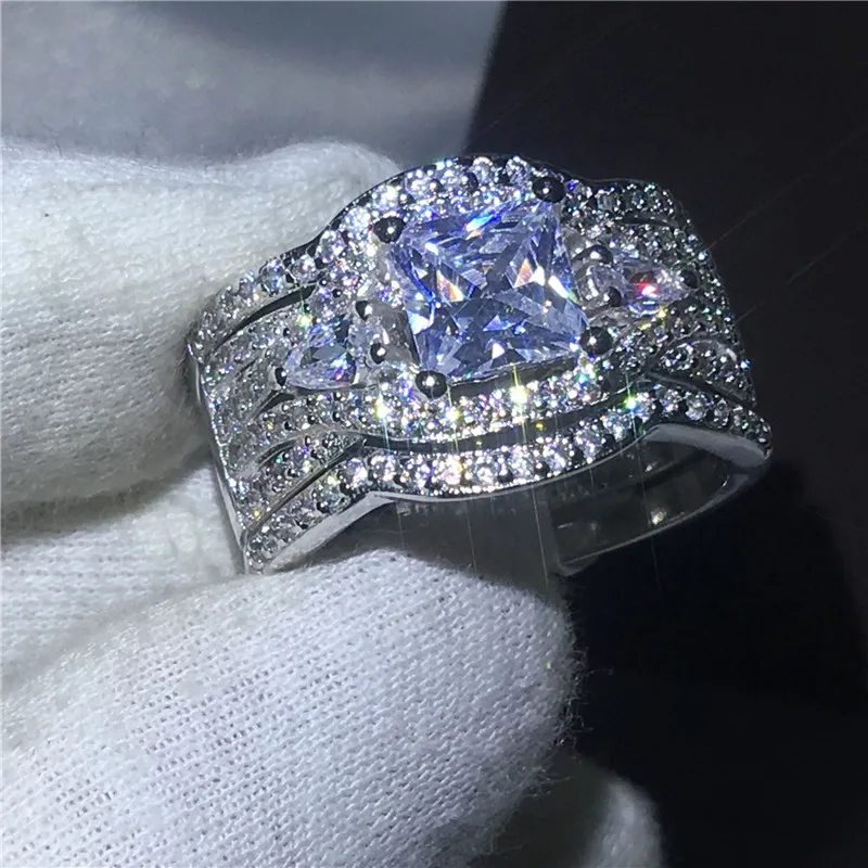 Fashion 3-in-1 ring White Gold Filled Engagement Wedding Band Rings for women Princess cut AAAAA zircon cz Female Finger Jewelry
Fashion 3-in-1 ring White Gold Filled Engagement Wedding Band Rings for women Princess cut AAAAA zircon cz Female Finger Jewelry