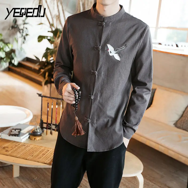 #4468 Spring Harajuku Vintage Cotton Linen Shirts men Mandarin Collar Embroidery Crane Long Sleeve Shirts Male Plus Size 5XL
#4468 Spring Harajuku Vintage Cotton Linen Shirts men Mandarin Collar Embroidery Crane Long Sleeve Shirts Male Plus Size 5XL