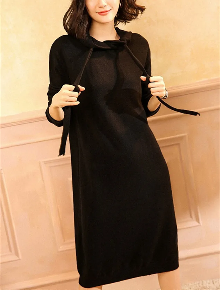 100%cashmere knit women fashion hooded H-straight long pullover sweater dress solid color S-L
100%cashmere knit women fashion hooded H-straight long pullover sweater dress solid color S-L