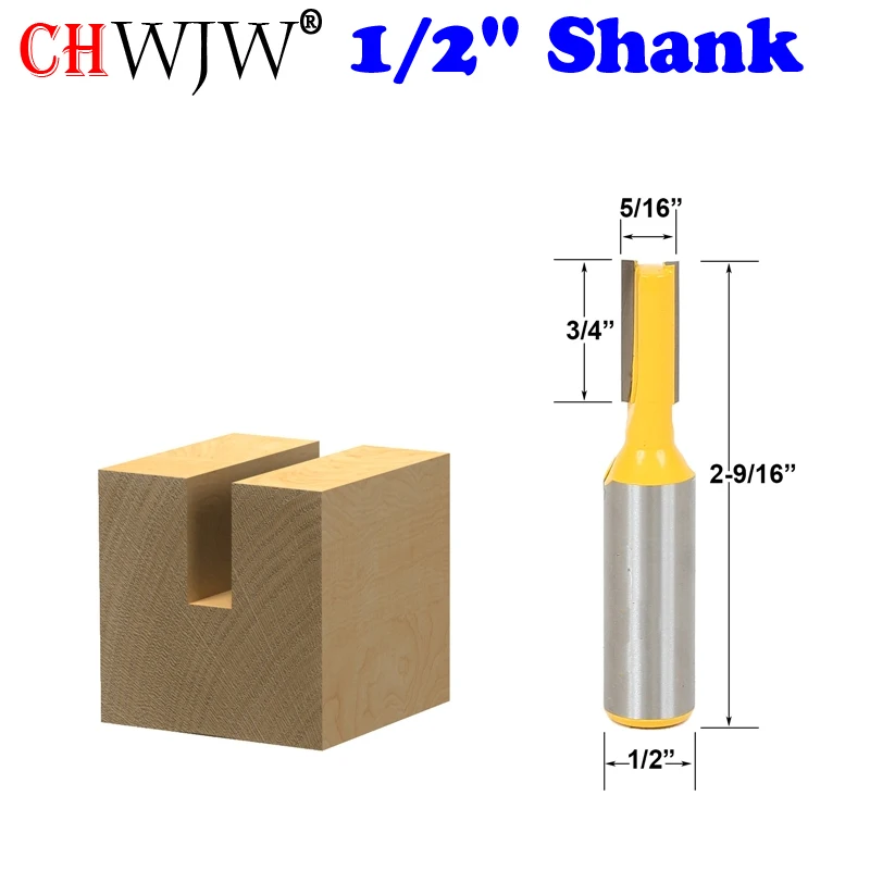 

1 pc Straight/Dado Router Bit - 5/16"W x 3/4"H - 1/2" Shank Woodworking cutter Wood Cutting Tool - Chwjw 14159