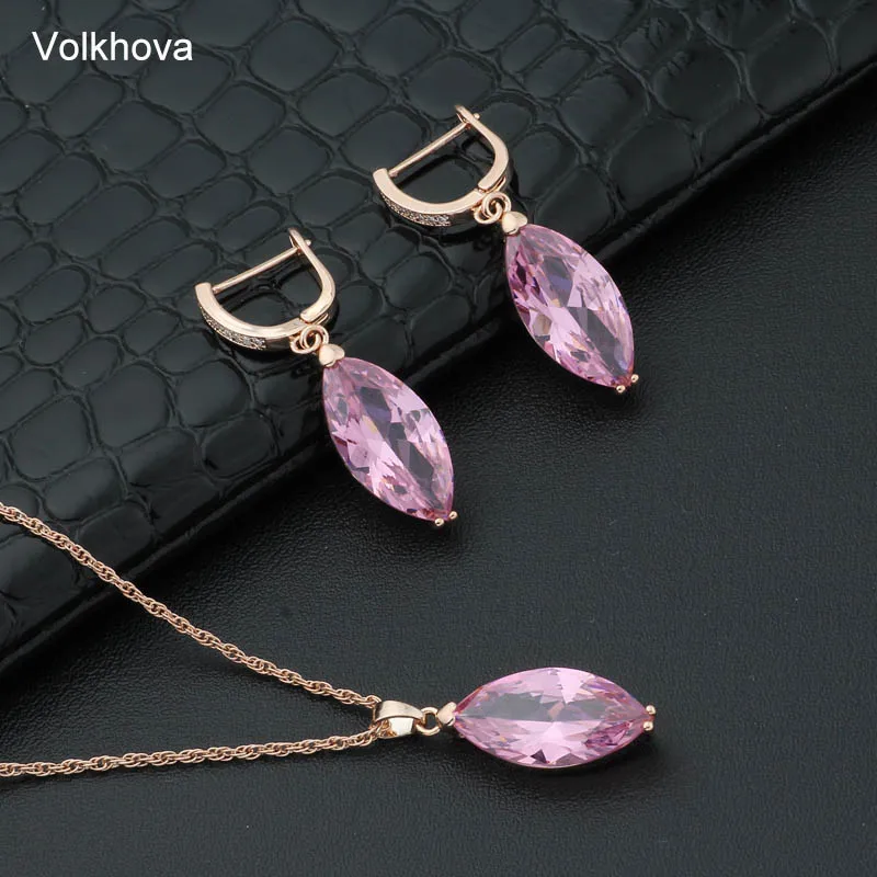 Модные женские серьги Volkhova в форме конского глаза набор из розового золота с