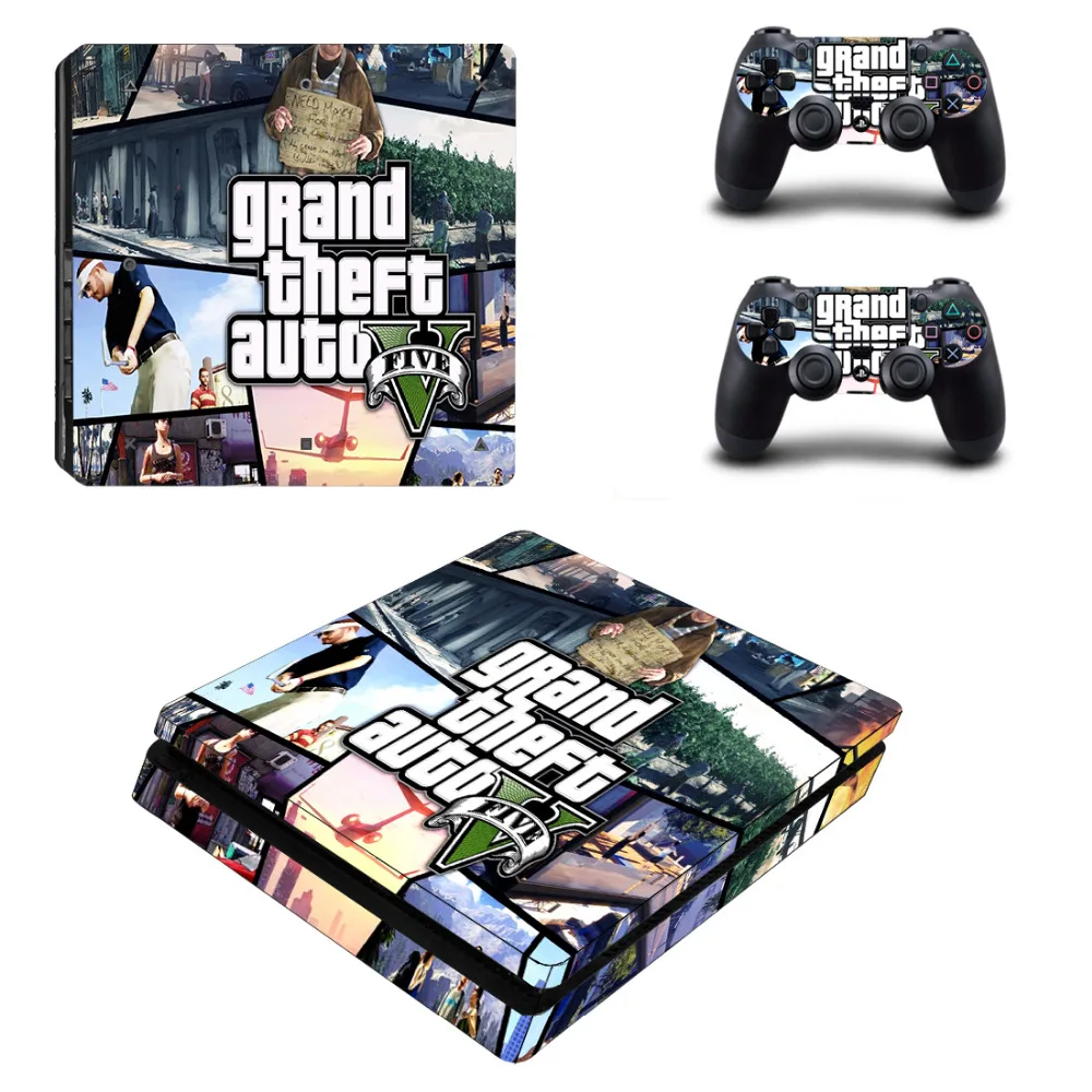 Grand Theft Auto V GTA 5 PS4 Slim Skin Sticker Decal for Sony PlayStation 4 Console and 2 Controller Vinyl | Электроника