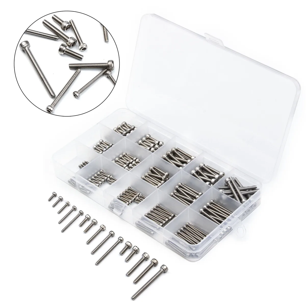 300PCS Stainless Steel Socket Head Cap Screws M2/M2.5/M3 Hexagon Hex Round Head Screw Bolt set
300PCS Stainless Steel Socket Head Cap Screws M2/M2.5/M3 Hexagon Hex Round Head Screw Bolt set