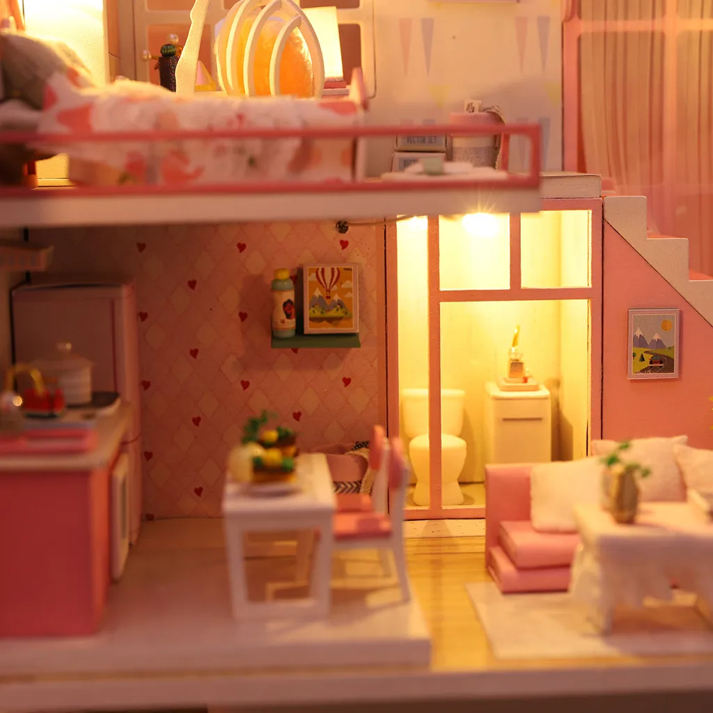 DIY wooden doll house 3D DIY Miniature House Furniture LED House Puzzle Decorate Creative toys for children Christmas gift z0709
DIY wooden doll house 3D DIY Miniature House Furniture LED House Puzzle Decorate Creative toys for children Christmas gift z0709