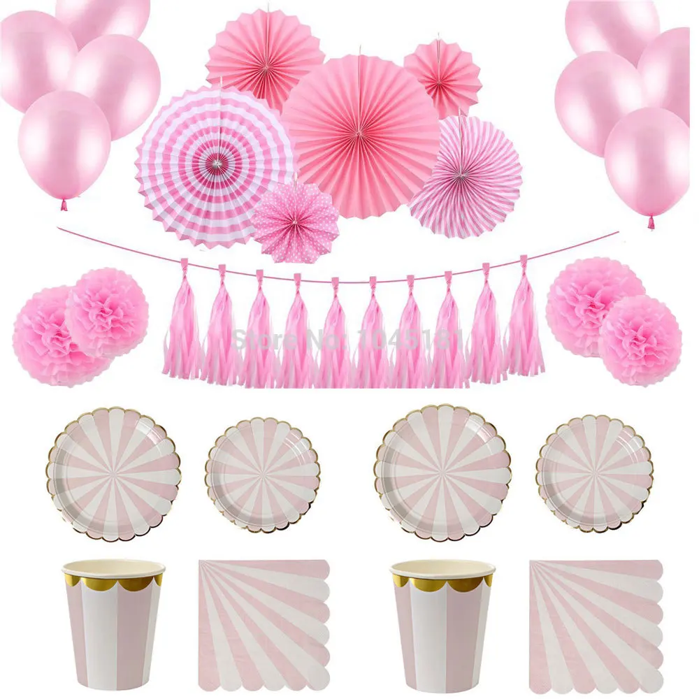 Pink&Gold Party Tableware Decorations Paper Plates Straws Cups Napkins Paper Flower Fan Set Hanging Tassel Garland
Pink&Gold Party Tableware Decorations Paper Plates Straws Cups Napkins Paper Flower Fan Set Hanging Tassel Garland