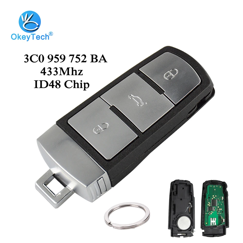 OkeyTech 3 кнопки ID48 чип и аварийное лезвие и кольцо для ключей смарт-карта Автомобильный ключ пульт дистанционного управления для V W Volkswagen Passat B6...
OkeyTech 3 кнопки ID48 чип и аварийное лезвие и кольцо для ключей смарт-карта Автомобильный ключ пульт дистанционного управления для V W Volkswagen Passat B6...