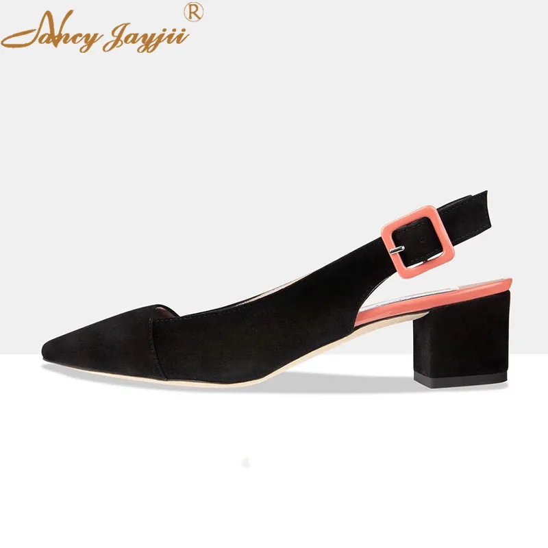 Slingbacks Female Shoes Woman Lady Pumps Black solid Pointed Toe Ankle-Wrap Buckle High Square heels Mature Fashion Elegant 2019
Slingbacks Female Shoes Woman Lady Pumps Black solid Pointed Toe Ankle-Wrap Buckle High Square heels Mature Fashion Elegant 2019