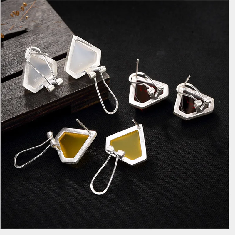 Uglyless Real S 999 Fine Silver Women Dress Stud Earrings Natural Chalcedony Brincos Irregular Triangle Jewelry Handmade Bijoux
Uglyless Real S 999 Fine Silver Women Dress Stud Earrings Natural Chalcedony Brincos Irregular Triangle Jewelry Handmade Bijoux