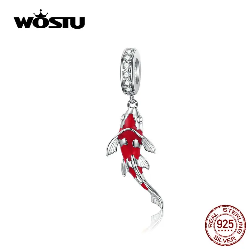 Подвеска WOSTU из 100% серебра 925 пробы красная с подвеской lucky carp новый дизайн 2020 |