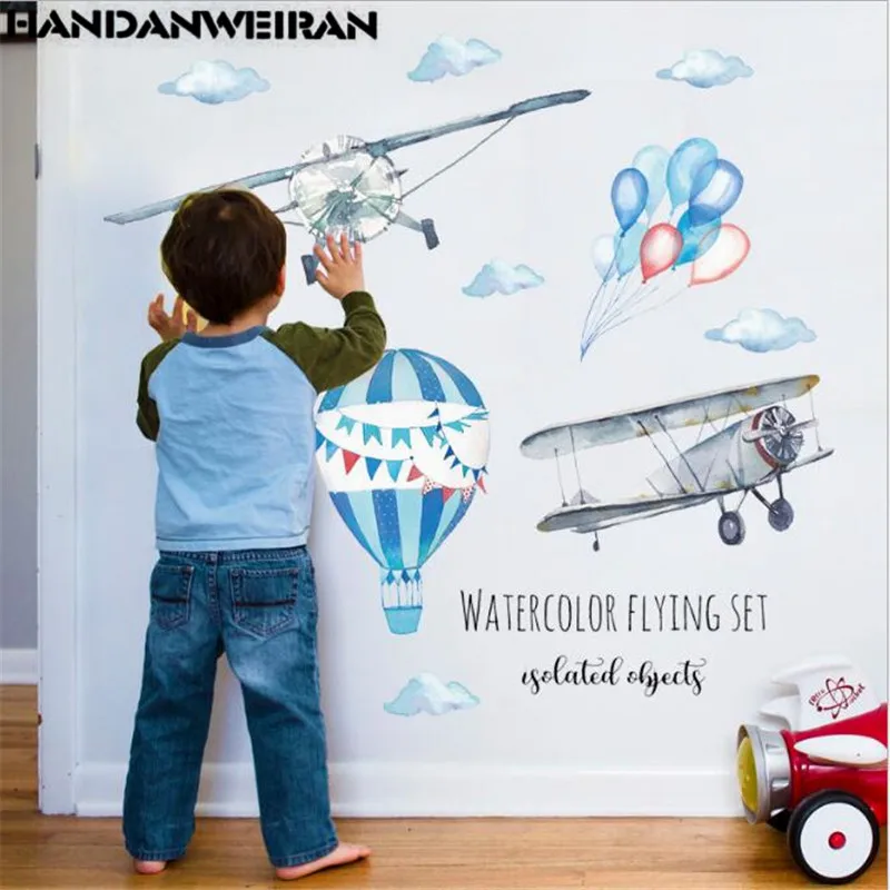 1PCS Hand-Painted Airplane Hot Air Balloon Wall Sticker For Boy Baby Children's Room Bedroom Kindergarten Home Decals 50*70cm
1PCS Hand-Painted Airplane Hot Air Balloon Wall Sticker For Boy Baby Children's Room Bedroom Kindergarten Home Decals 50*70cm