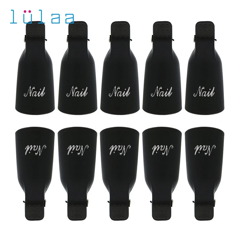 10PC Gel Nail Polish Art Plastic Remover Soak Off Cap Clip UV Wrap Tool fluid for removal of varnish Apr24#2 | Красота и здоровье