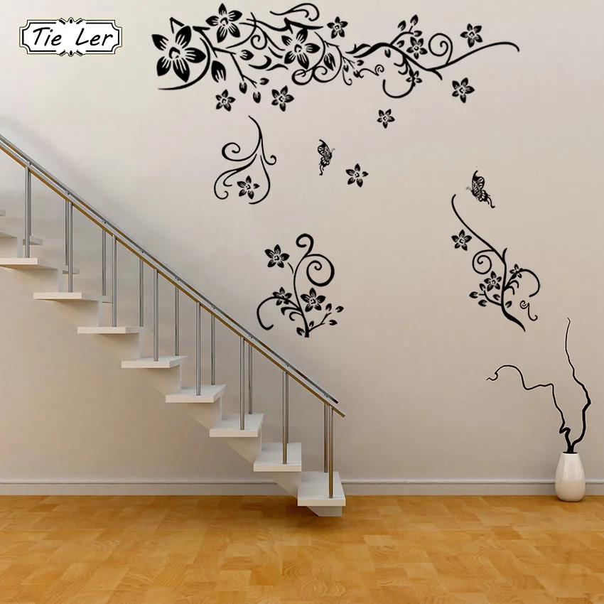 TIE LER Hot Sellings Classical Black Flower Wall Art Living Room Floral Wall Stickers Home Decorations Plant Wall Decals
TIE LER Hot Sellings Classical Black Flower Wall Art Living Room Floral Wall Stickers Home Decorations Plant Wall Decals