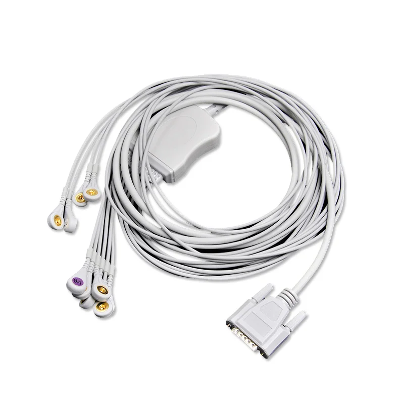 

Compatible For Nihon Kohden ECG-1250,ECG-1350 ECG EKG Cable with Leadwires 10 Leads Medical ECG Cable 4.0 Snap End AHA,TPU