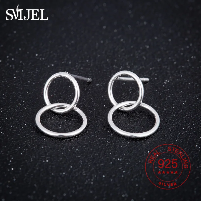 SMJE 100% 925 Sterling Silver Double Circle Earrings for Women Round Statement Ear Studs Gifts Sterling-silver-jewelry
SMJE 100% 925 Sterling Silver Double Circle Earrings for Women Round Statement Ear Studs Gifts Sterling-silver-jewelry