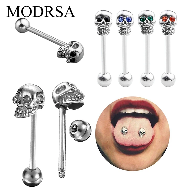 MODRSA 1Piece Stainless Steel Industrial Barbell Punk Crystal Skull Tongue Ring Helix Piercing Stainless Steel Body Jewelry
MODRSA 1Piece Stainless Steel Industrial Barbell Punk Crystal Skull Tongue Ring Helix Piercing Stainless Steel Body Jewelry