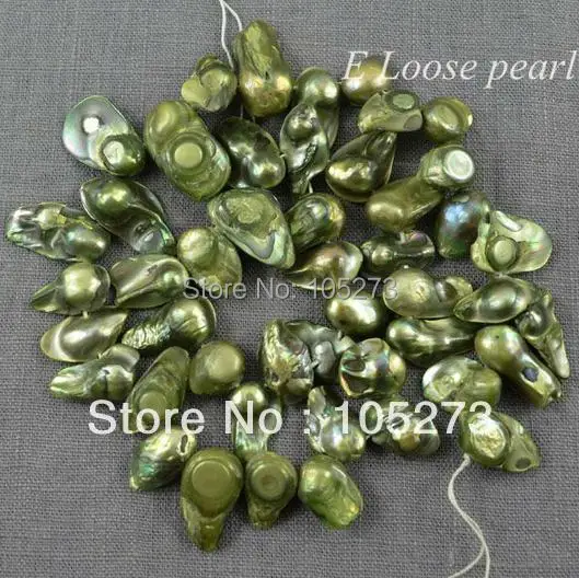 

Charming Pearl Jewelry Natural Freshwater Pearls Top Drilled Baroque Green 8.5-10mm Loose Beads 45pcs Full Strand Free Shipping