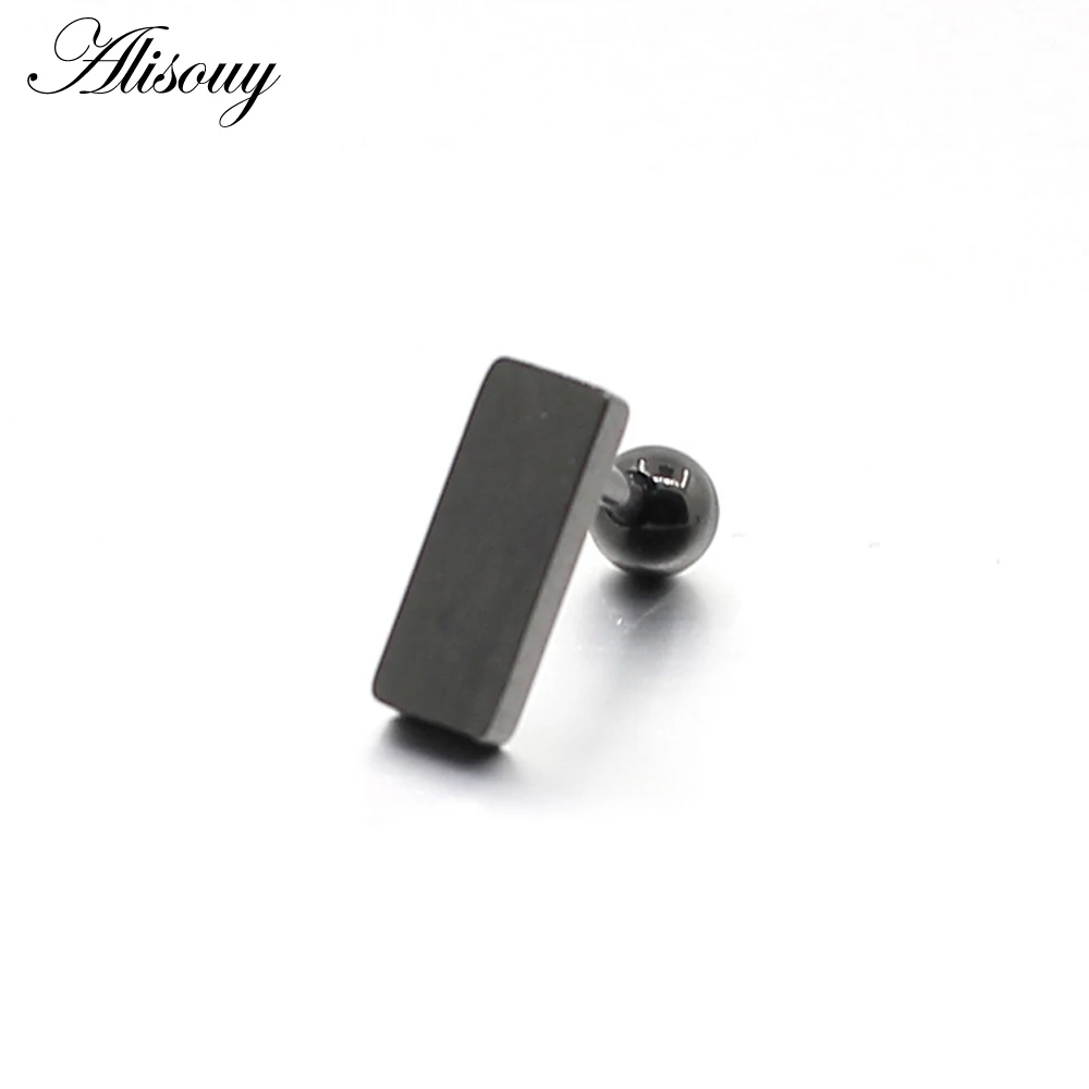 

Alisouy 1pair Men women fashion Punk earrings rectangle Square ear stud 316L stainless steel body piercing jewelry