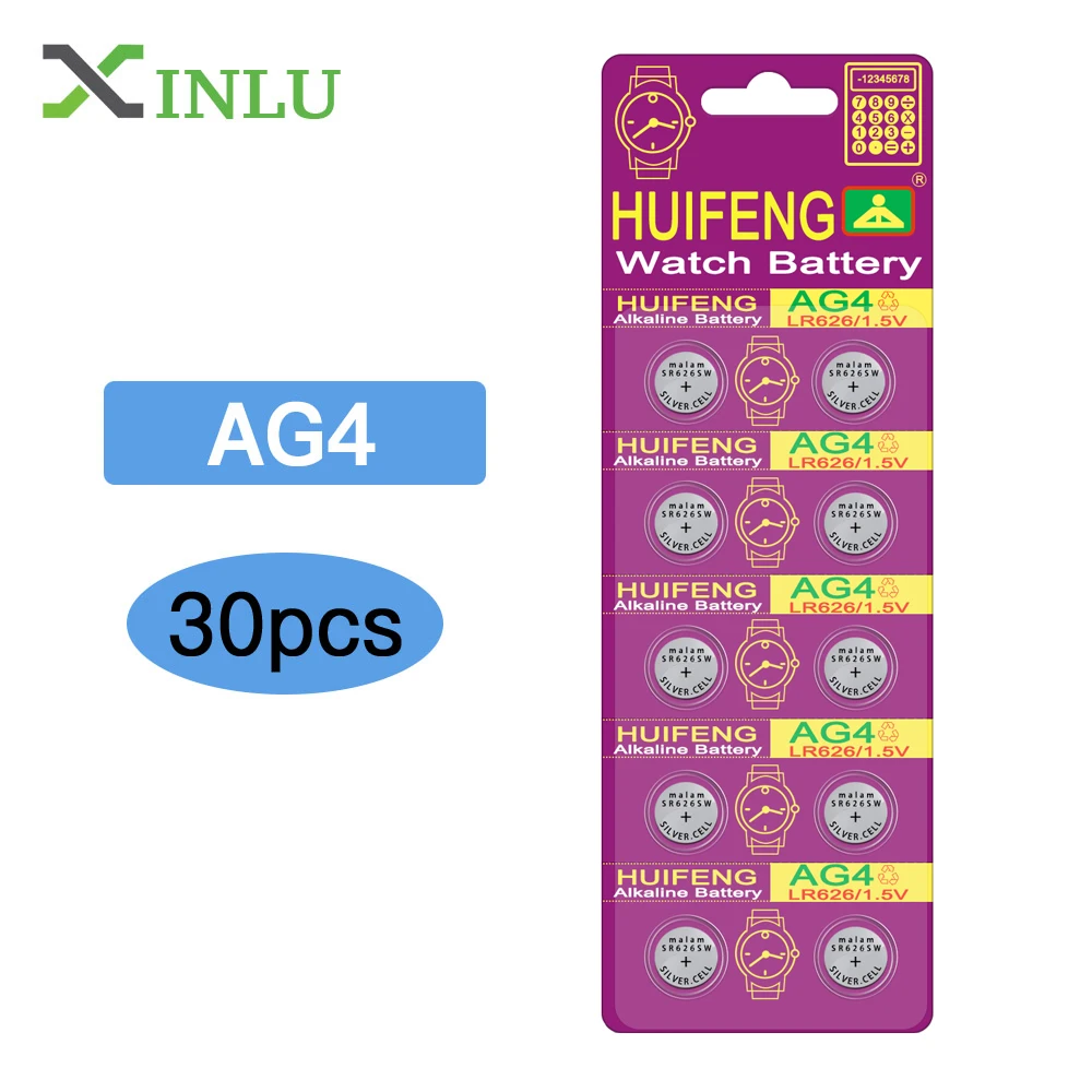 Hot Selling 1lot=30Pcs AG4 SR66 377 LR626 LR66 377A SR626SW Button cell coin Battery for watch toy XINLU battery
Hot Selling 1lot=30Pcs AG4 SR66 377 LR626 LR66 377A SR626SW Button cell coin Battery for watch toy XINLU battery