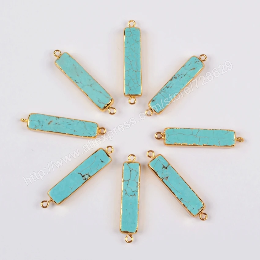 BOROSA 10Pcs/lot New Arrival Gold Color Rectangle Howlite Blue Stone Double Bails Pendants Connector G0455
BOROSA 10Pcs/lot New Arrival Gold Color Rectangle Howlite Blue Stone Double Bails Pendants Connector G0455