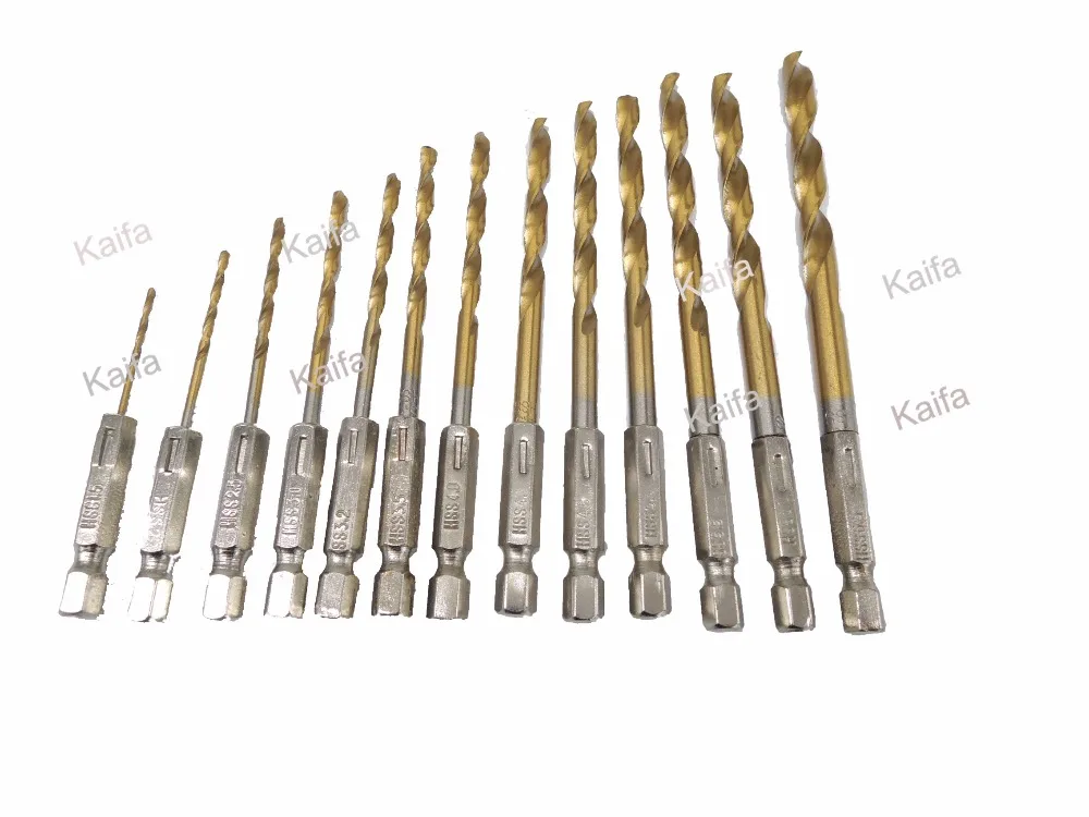 Hot sale 1.5-6.5mm 13 pcs/lot HSS High Speed Steel Titanium Coated Drill Bit Set 1/4 Hex Shank
Hot sale 1.5-6.5mm 13 pcs/lot HSS High Speed Steel Titanium Coated Drill Bit Set 1/4 Hex Shank