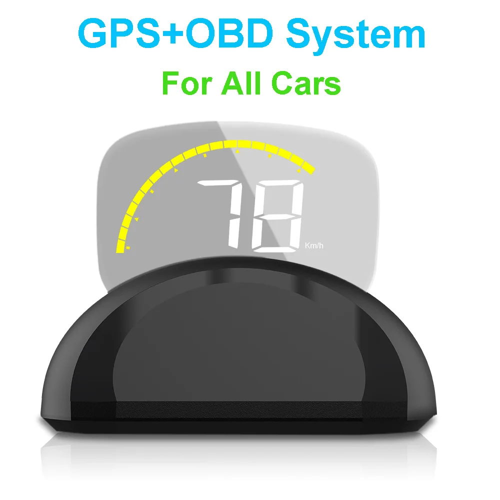 GPS счетчик скорости OBD2 HUD Дисплей лобового стекла проект расход топлива MPH км/ч