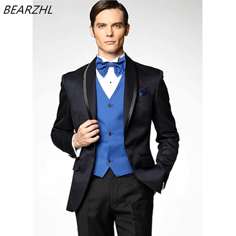 Groom Wedding Tuxedos For Men Dark Blue Prom Suits 3 Piece Wool Bleed 2021
Groom Wedding Tuxedos For Men Dark Blue Prom Suits 3 Piece Wool Bleed 2021