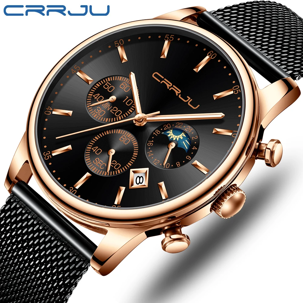 Top Luxury Brand CRRJU Men Watch Fashion Military Waterproof Watch Casual chronograph Mesh Strap Quartz Watch Relogio Masculino
Top Luxury Brand CRRJU Men Watch Fashion Military Waterproof Watch Casual chronograph Mesh Strap Quartz Watch Relogio Masculino