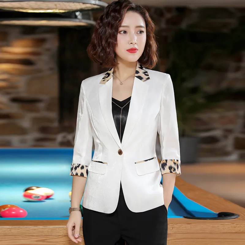 Leopard Summer Women Blazer Femme Suit Jacket OL Three Quarter Sleeve Coat Single Button Plus Size Ladies Blazers Feminino B118
Leopard Summer Women Blazer Femme Suit Jacket OL Three Quarter Sleeve Coat Single Button Plus Size Ladies Blazers Feminino B118