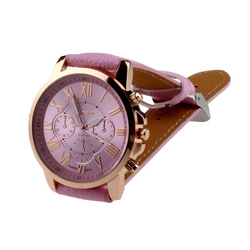 Женские часы Reloj Mujer 2018 Женева римские цифры искусственная кожа аналоговые