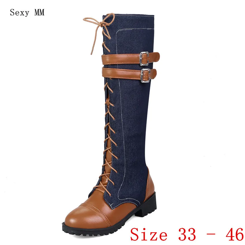 Spring Autumn Women Thigh High Boots Flat Denim Woman Knee High Boots Ladies Botas Plus Size 33 - 40 41 42 43 44 45 46
Spring Autumn Women Thigh High Boots Flat Denim Woman Knee High Boots Ladies Botas Plus Size 33 - 40 41 42 43 44 45 46