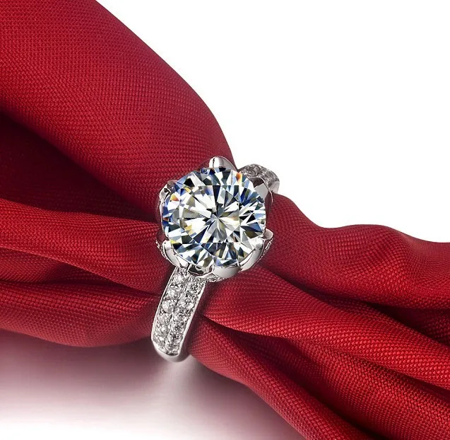 

Красивый цветок лотоса 1Ct Тесты положительный D Муассанит кольцо женская Брак Кольца AU750 чистый 18K, свадебный набор из белого золота, ювелирн...