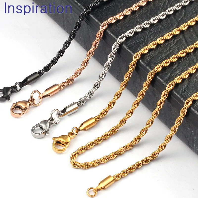 2.4mm Thickness 18 20 24 28 32 inches Women Man Chain necklace Twist Rope Chain Jewelry For Pendant Jewelry
2.4mm Thickness 18 20 24 28 32 inches Women Man Chain necklace Twist Rope Chain Jewelry For Pendant Jewelry