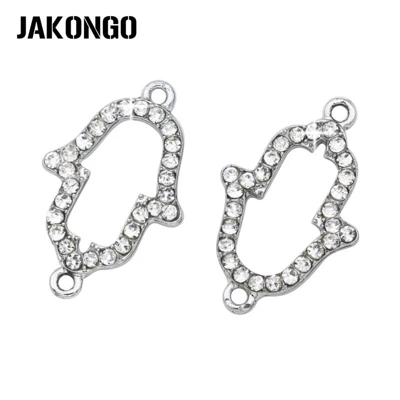 JAKONGO Silver Color Crystal Hamsa Hand Connector for Jewelry Making Earrings Accessories Findings DIY 22x14mm 5pcs/lot
JAKONGO Silver Color Crystal Hamsa Hand Connector for Jewelry Making Earrings Accessories Findings DIY 22x14mm 5pcs/lot