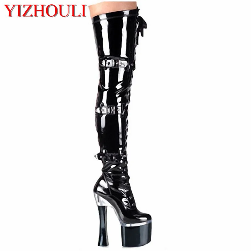18cm high-heeled shoes thick heel front strap tall boots platform boots hasp 7 inch Unusual sexy Thigh High Boots for Women
18cm high-heeled shoes thick heel front strap tall boots platform boots hasp 7 inch Unusual sexy Thigh High Boots for Women