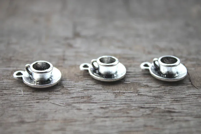 10pcs--Tea Cup Charms Antique Tibetan silver Tea Pendants 19x15mm | Украшения и аксессуары