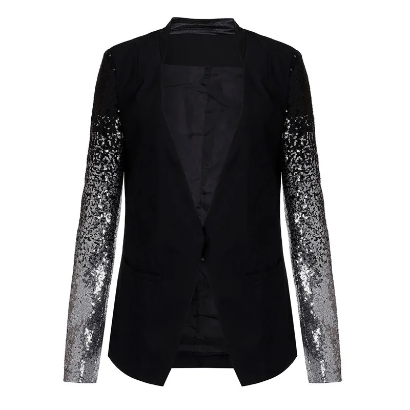 New Women Jacket Coat 2015 Spring Autumn Work Blazers Suit Long Sleeve Lapel Silver Black Sequins Elegant Ladies Blazer feminino
New Women Jacket Coat 2015 Spring Autumn Work Blazers Suit Long Sleeve Lapel Silver Black Sequins Elegant Ladies Blazer feminino