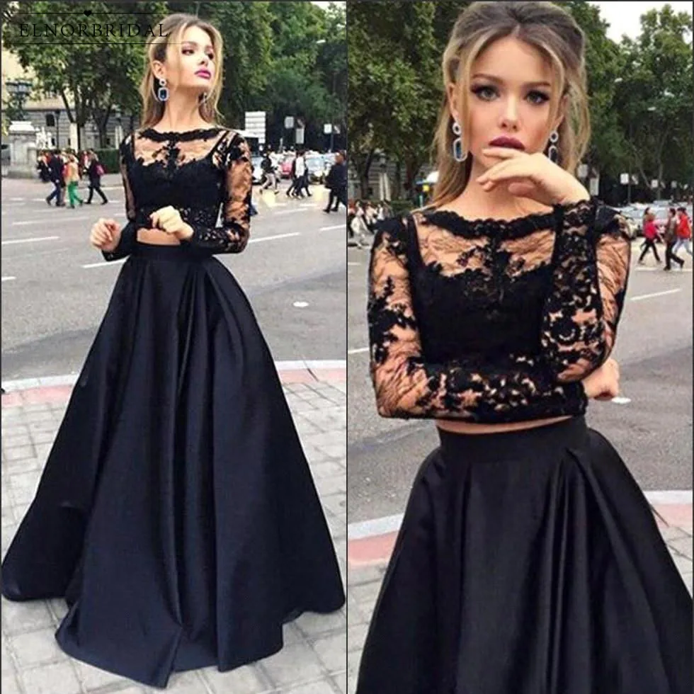 Sexy Black 2 Piece Prom Dresses 2018 Vestido De Festa Formal Long Sleeve Evening Dress Lace Sheer Feestjurken
Sexy Black 2 Piece Prom Dresses 2018 Vestido De Festa Formal Long Sleeve Evening Dress Lace Sheer Feestjurken